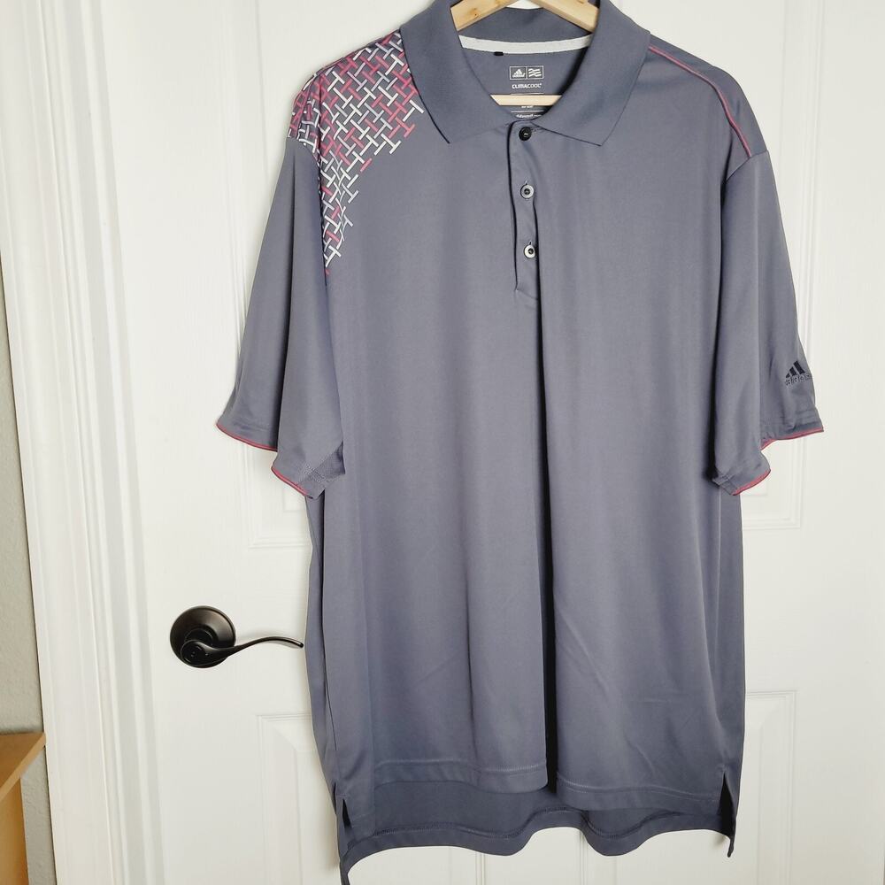 Adidas Shirt XL Gray Polo Climacool Performance Golf Moisture Wick Activewear